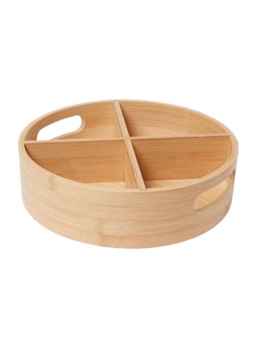 Brightroom Bamboo 4 Compartment Lazy Susan Turntable with Dividers